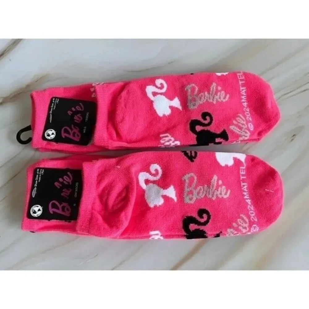 4 Sets Barbie Kid's No-Show Socks, Girls Shoe Size 4-10 Mattel
